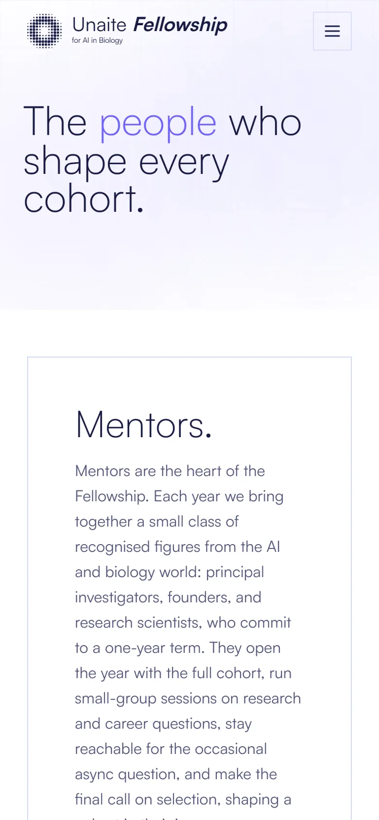 Unaite Fellowship, Mentors and cohort, phone